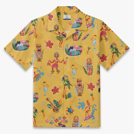 Retro Tiki Luau Hawaiian Camp Shirt