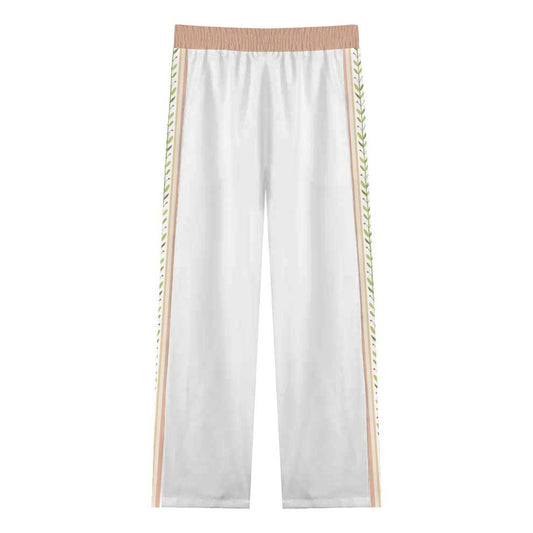 Green Floral Pattern Casual Trousers With Elastic Waistband