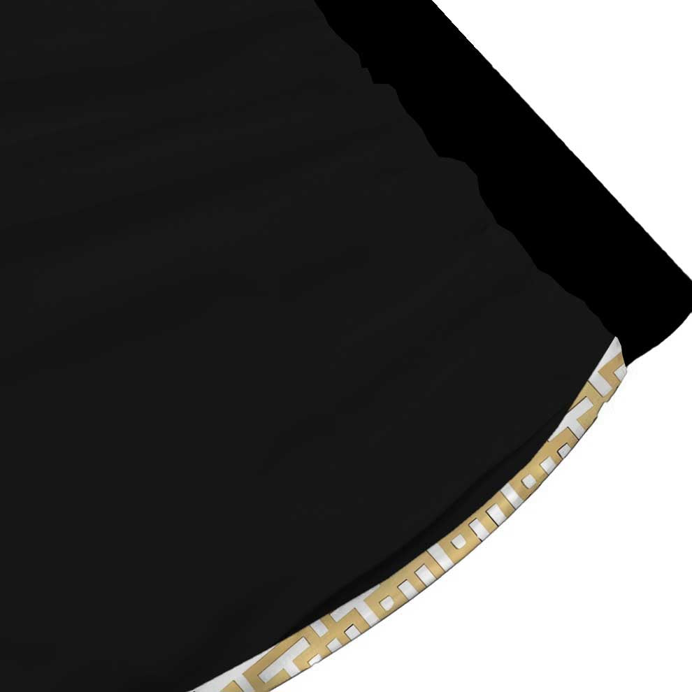 Golden Baroque Pattern Casual Trousers With Elastic Waistband