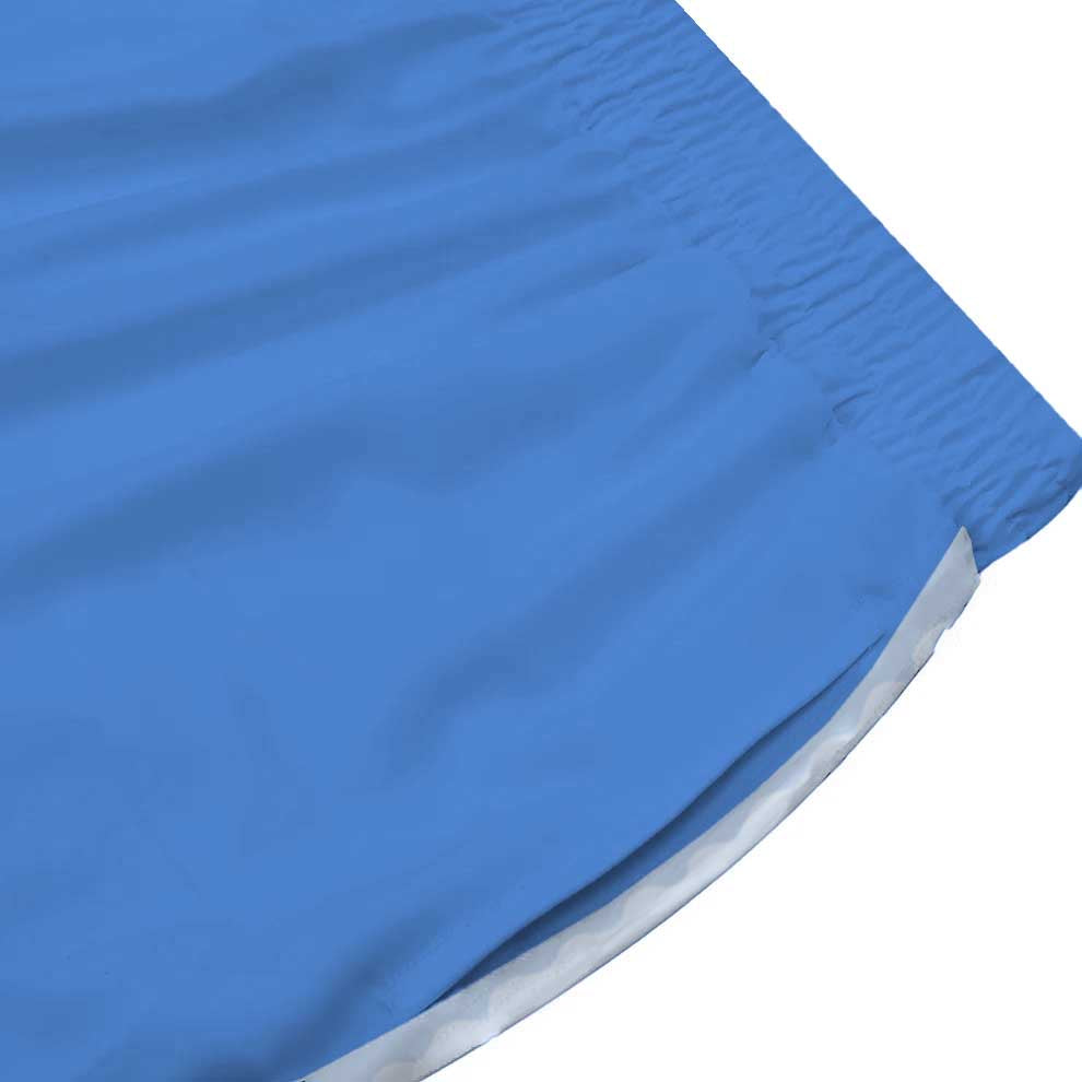 Blue Ferry Pattern Print Casual Trousers With Elastic Waistband