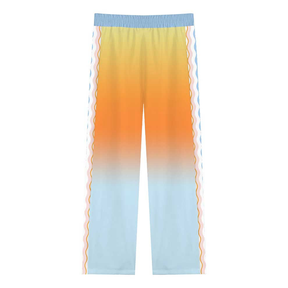 Angel Sun Pattern Casual Trousers With Elastic Waistband