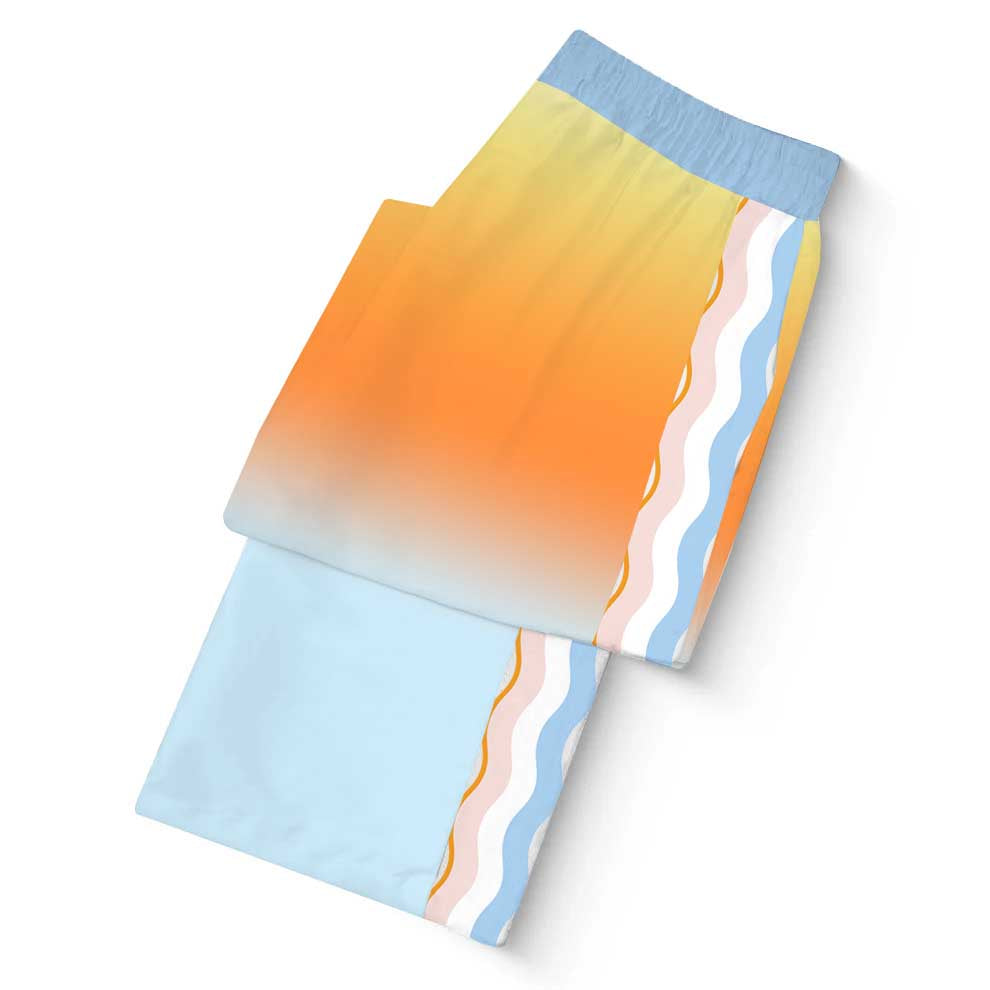 Angel Sun Pattern Casual Trousers With Elastic Waistband