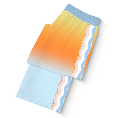 Angel Sun Pattern Casual Trousers With Elastic Waistband