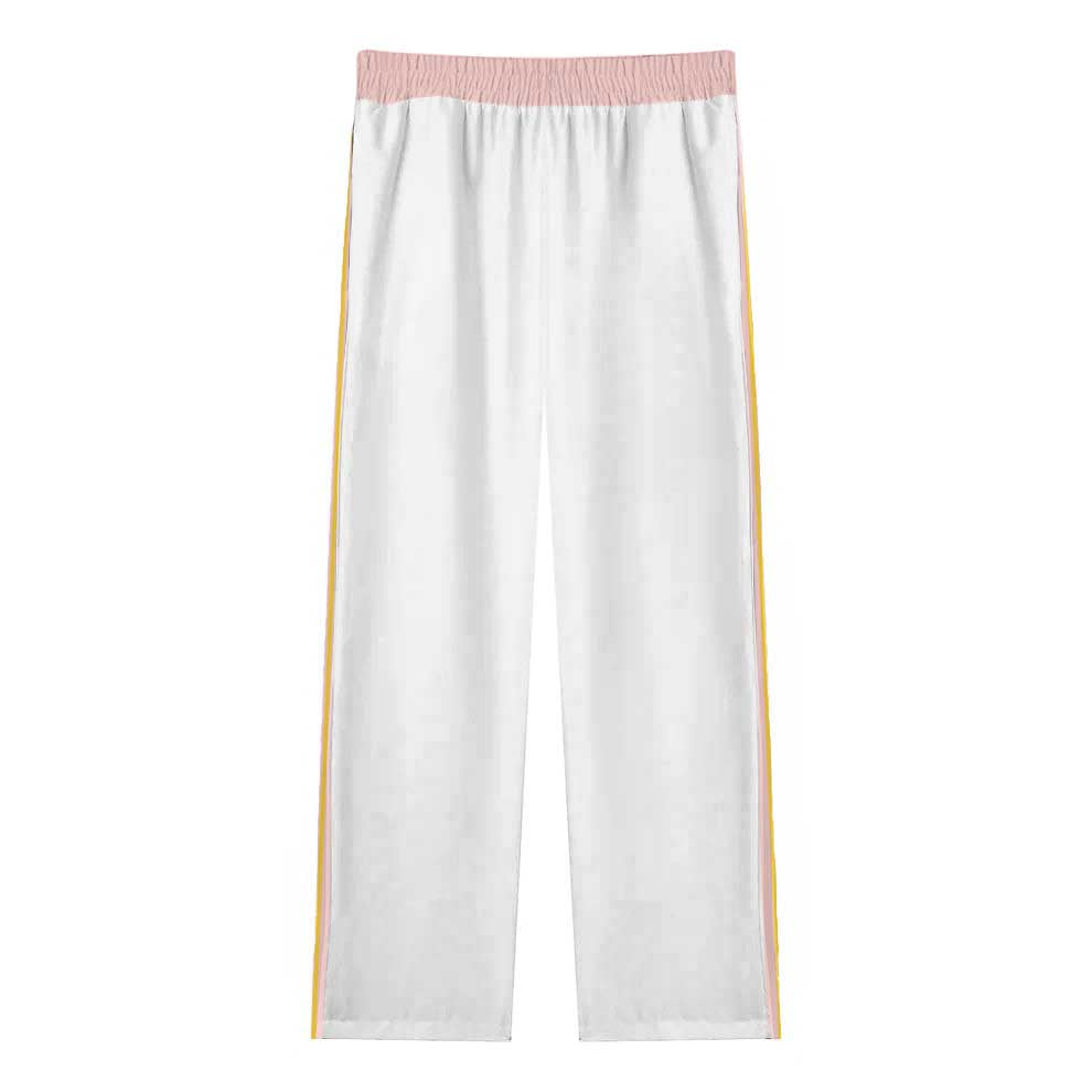 Natural Flower Pattern Casual Trousers With Elastic Waistband