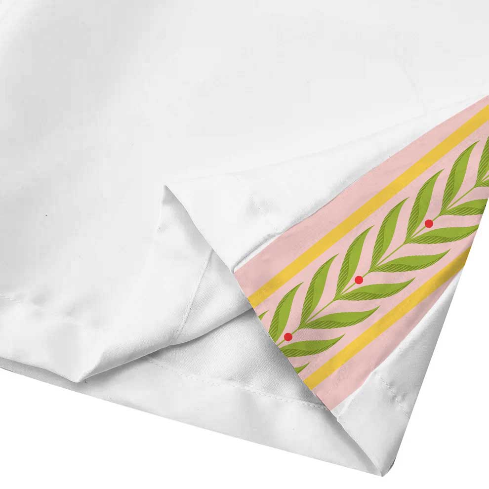 Natural Flower Pattern Casual Trousers With Elastic Waistband