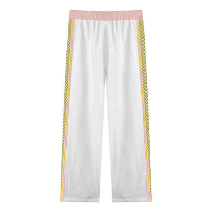 Natural Flower Pattern Casual Trousers With Elastic Waistband