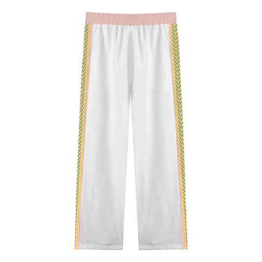 Natural Flower Pattern Casual Trousers With Elastic Waistband