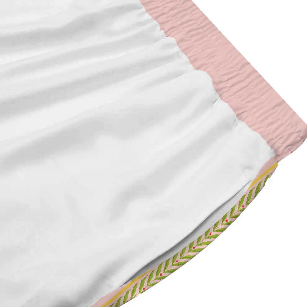 Natural Flower Pattern Casual Trousers With Elastic Waistband