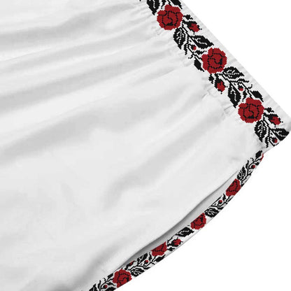 Floral Pattern Print Casual Trousers With Elastic Waistband