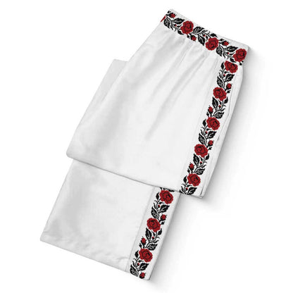 Floral Pattern Print Casual Trousers With Elastic Waistband