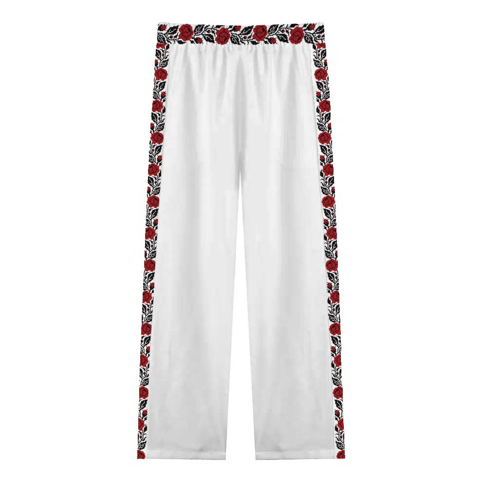 Floral Pattern Print Casual Trousers With Elastic Waistband