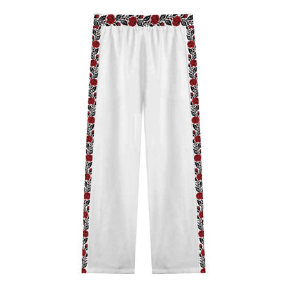 Floral Pattern Print Casual Trousers With Elastic Waistband