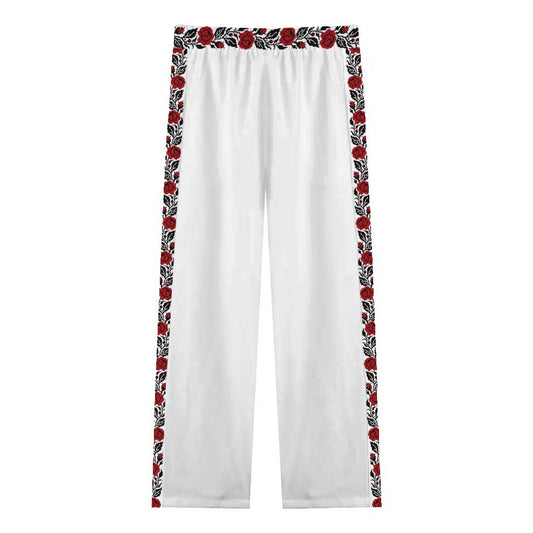 Floral Pattern Print Casual Trousers With Elastic Waistband