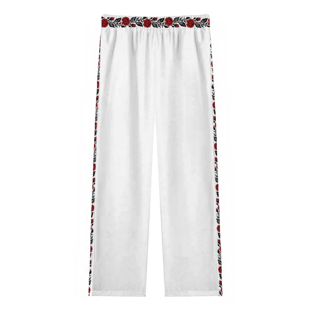 Floral Pattern Print Casual Trousers With Elastic Waistband