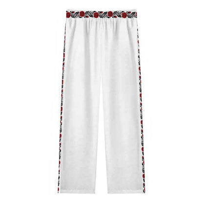 Floral Pattern Print Casual Trousers With Elastic Waistband