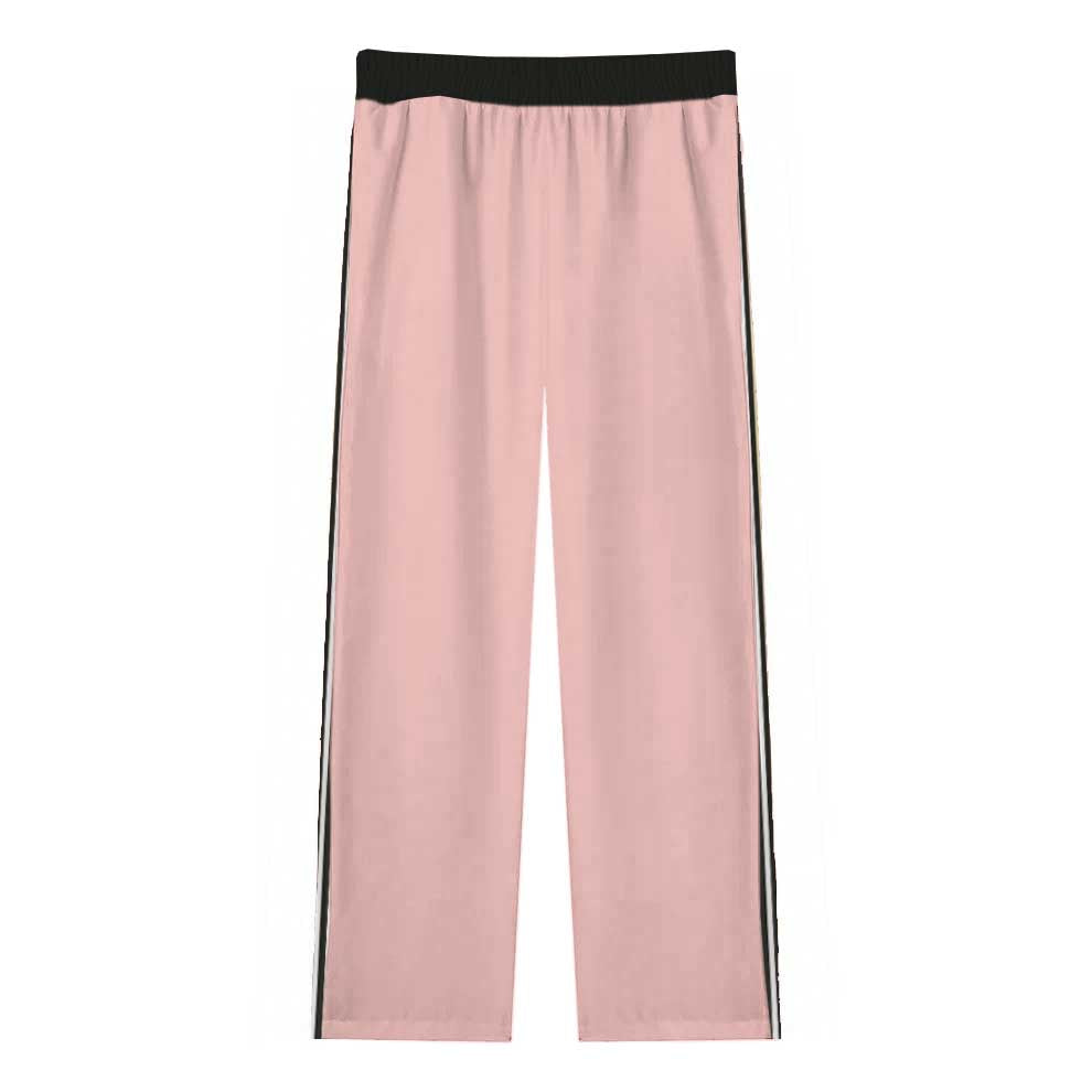 Pink Goddess Statue Pattern Casual Trousers With Elastic Waistband