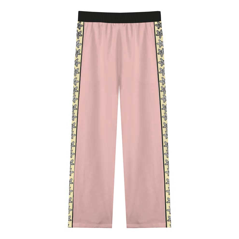 Pink Goddess Statue Pattern Casual Trousers With Elastic Waistband