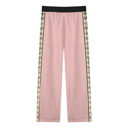 Pink Goddess Statue Pattern Casual Trousers With Elastic Waistband