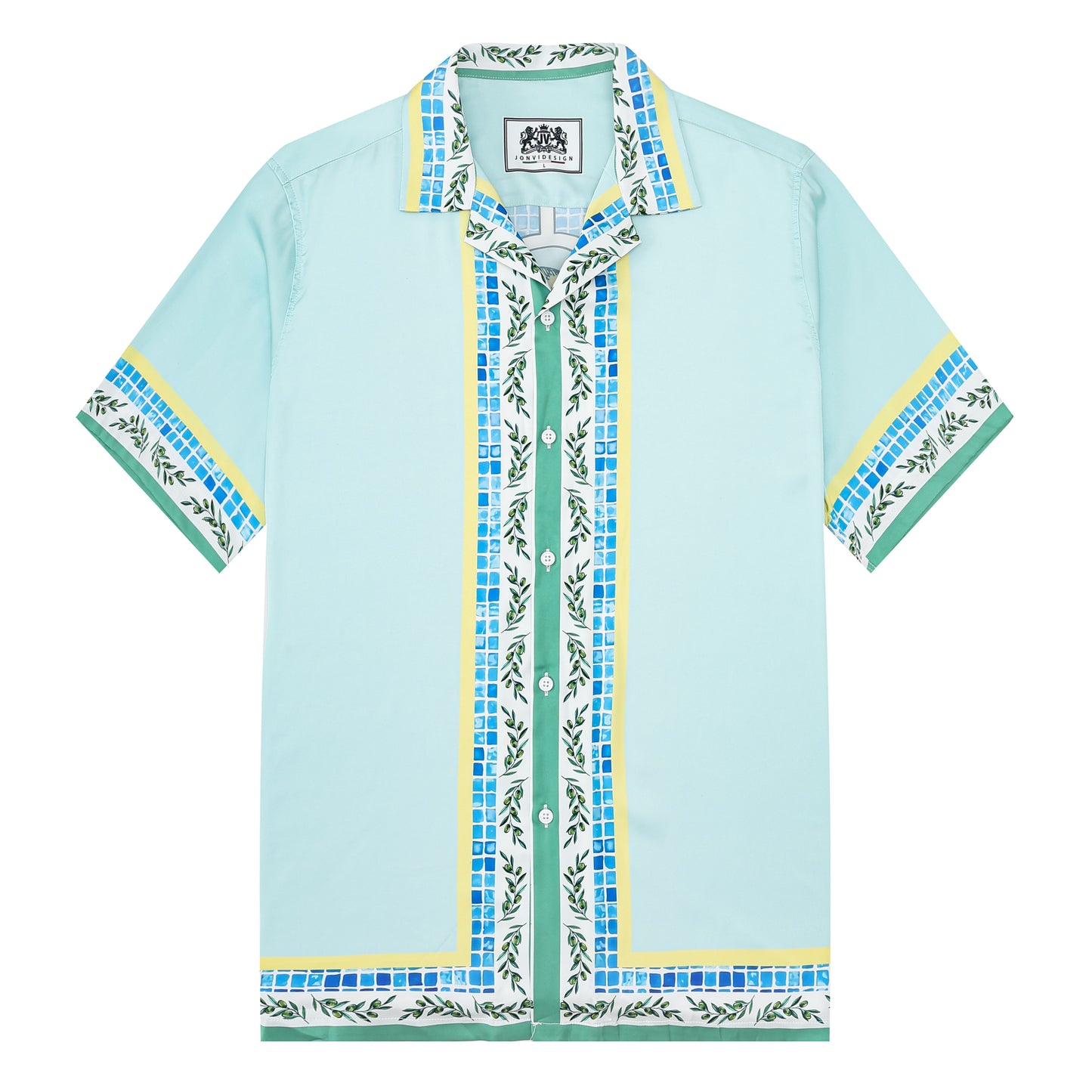 Tennis Print Camp Collar Short Sleeve Shirt