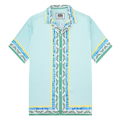 Tennis Print Camp Collar Short Sleeve Shirt