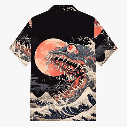 The Sea Monster Of Kanagawa Print Camp Collar Short Sleeve Shirt