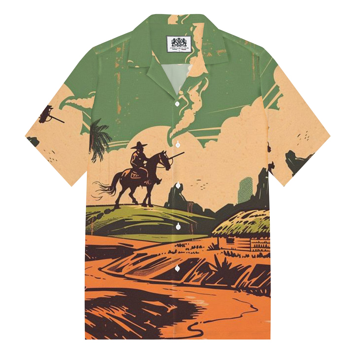 Westworld Print Camp Collar Short Sleeve Shirt