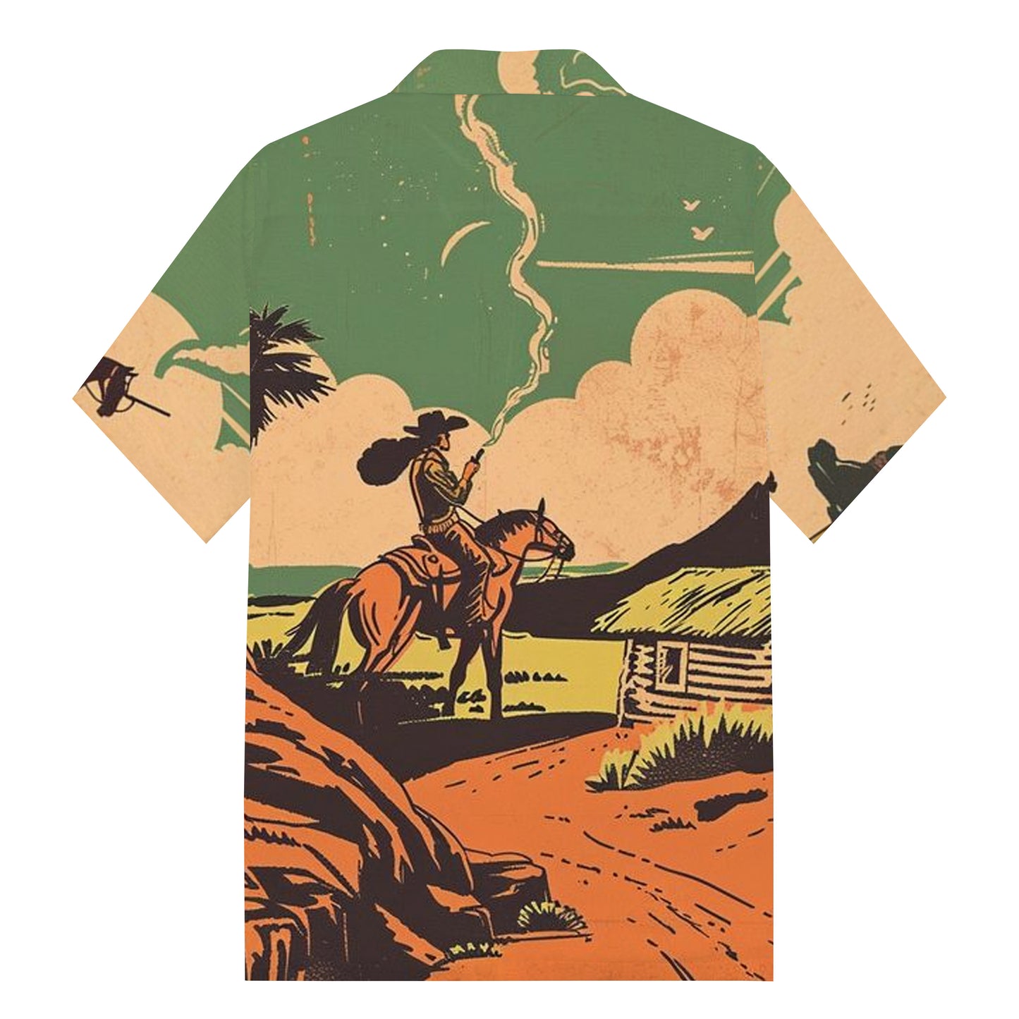 Westworld Print Camp Collar Short Sleeve Shirt