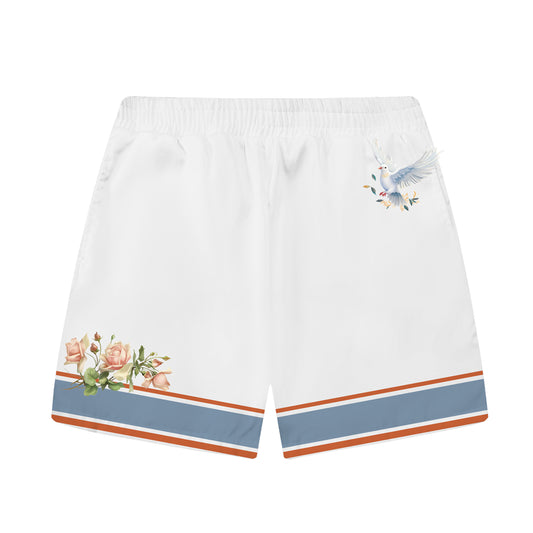 Oil Painting Style Maria Print Elastic Waistband Summer Casual Shorts