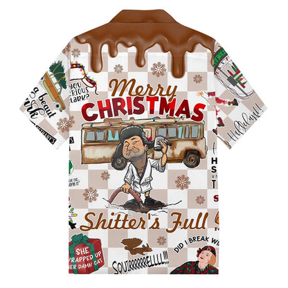 Crazy Christmas Vacation Eddie Chest Pocket Camp Collar Short Sleeve Shirt