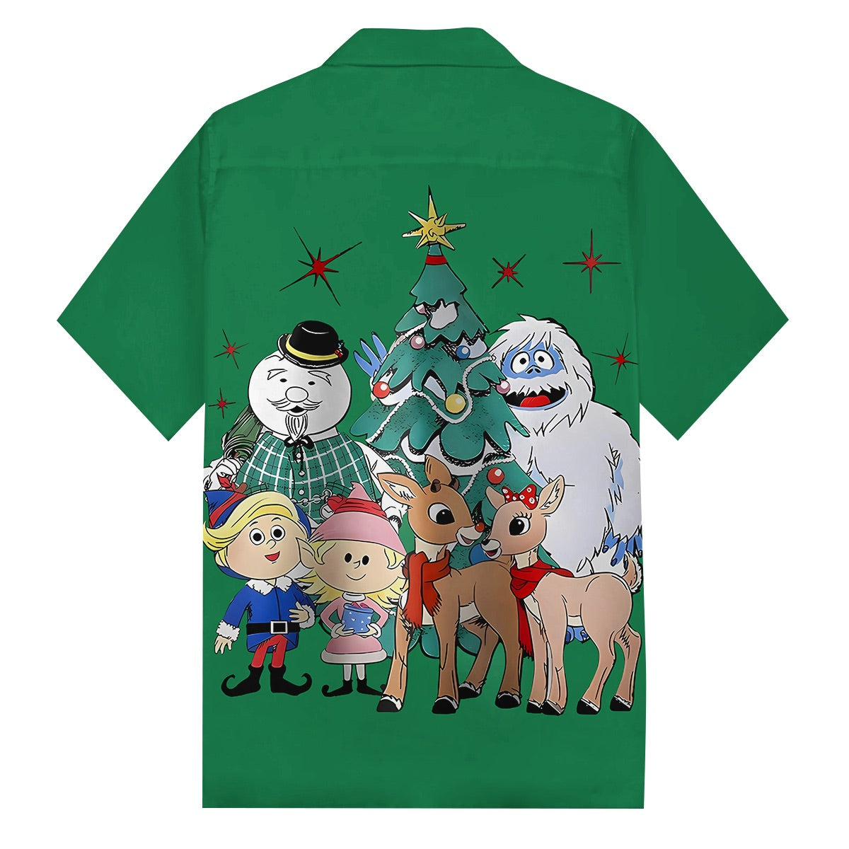 Christmas Red Nose Elk Cartoon Chest Pocket Casual Shirt