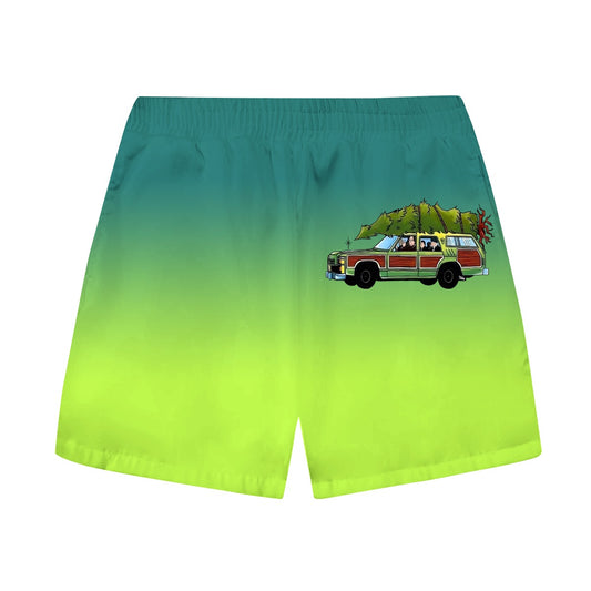 National Lampoon’s Xmas Vacation Gradient Green Elastic Waist Shorts