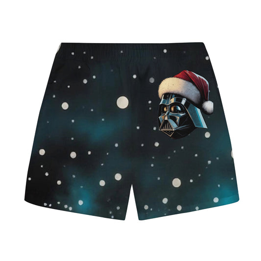 Star Wars Darth Vader Santa Hat Snow Print Elastic Waistband Casual Shorts