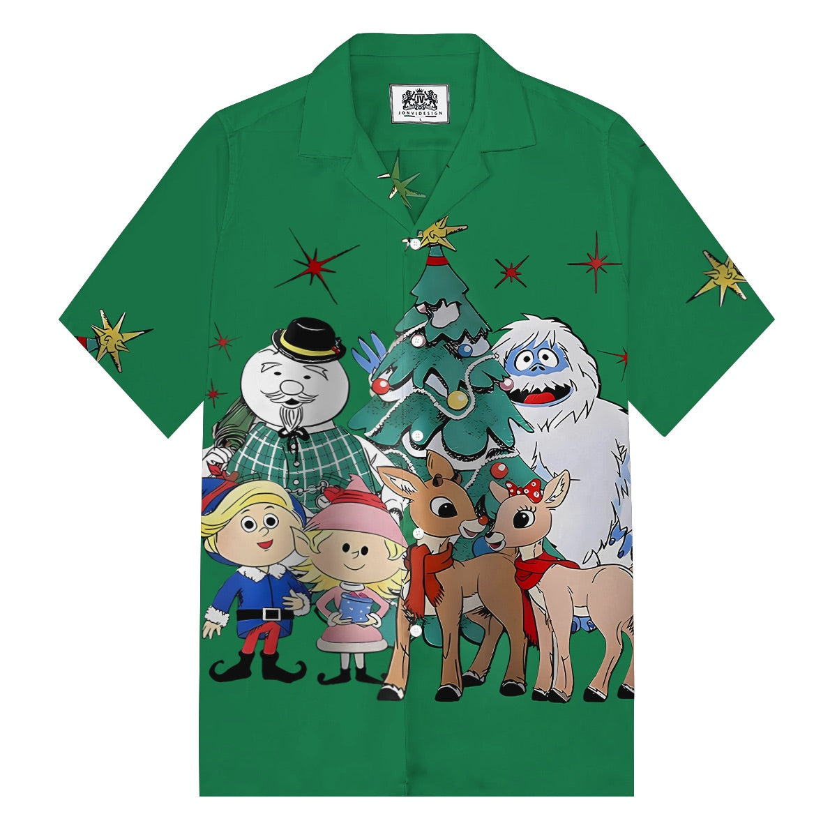 Christmas Red Nose Elk Cartoon Chest Pocket Casual Shirt