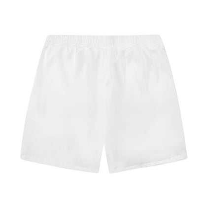 Santa Claus Print White Elastic Waistband Casual Shorts