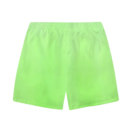 Funny Santa Hat Portrait Neon Green Elastic Waistband Casual Shorts