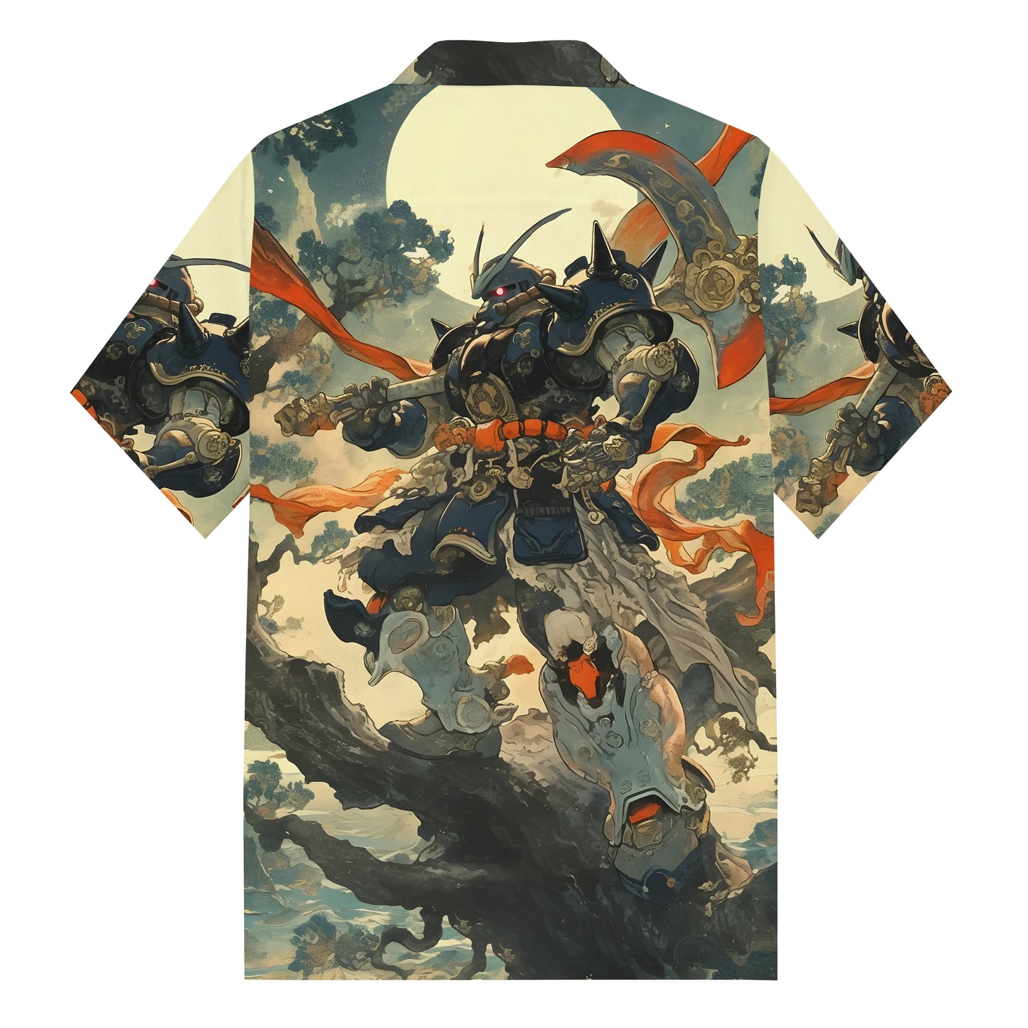 Ukiyoe Gundam Print Camp Collar Short Sleeve Shirt