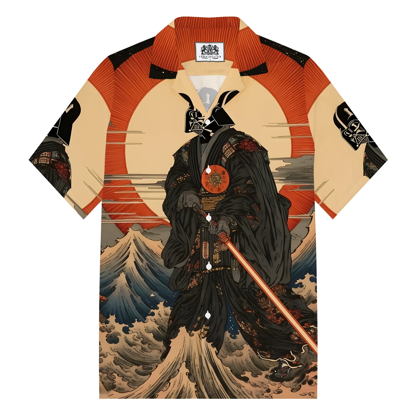 Ukiyoe Star Wars Print Camp Collar Short Sleeve Shirt