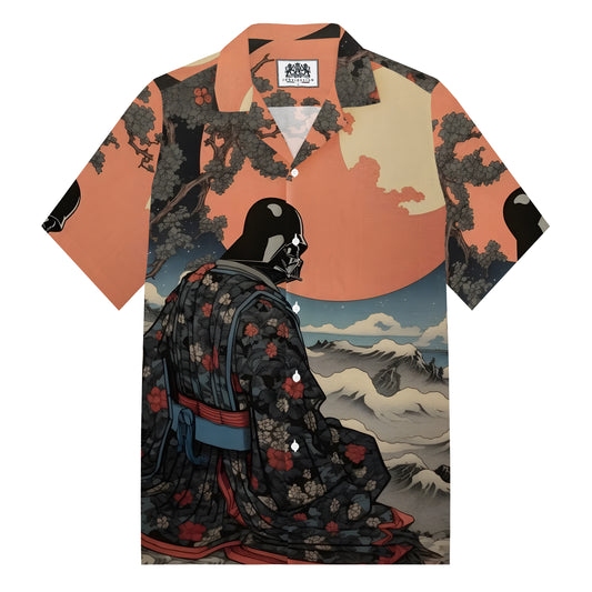 Leisure Time Under The Tree Star Wars Print Camp Collar Short Sleeve Shirt