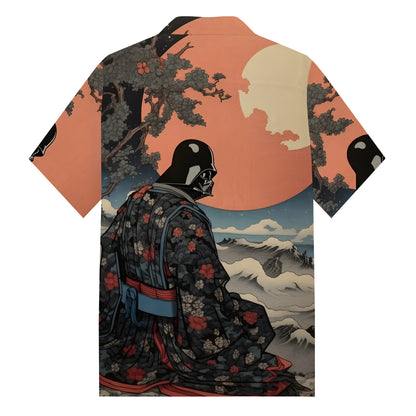 Leisure Time Under The Tree Star Wars Print Camp Collar Short Sleeve Shirt