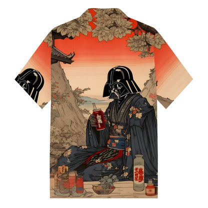 Star Wars Drinks Party Print Camp Collar Short Sleeve Shirt