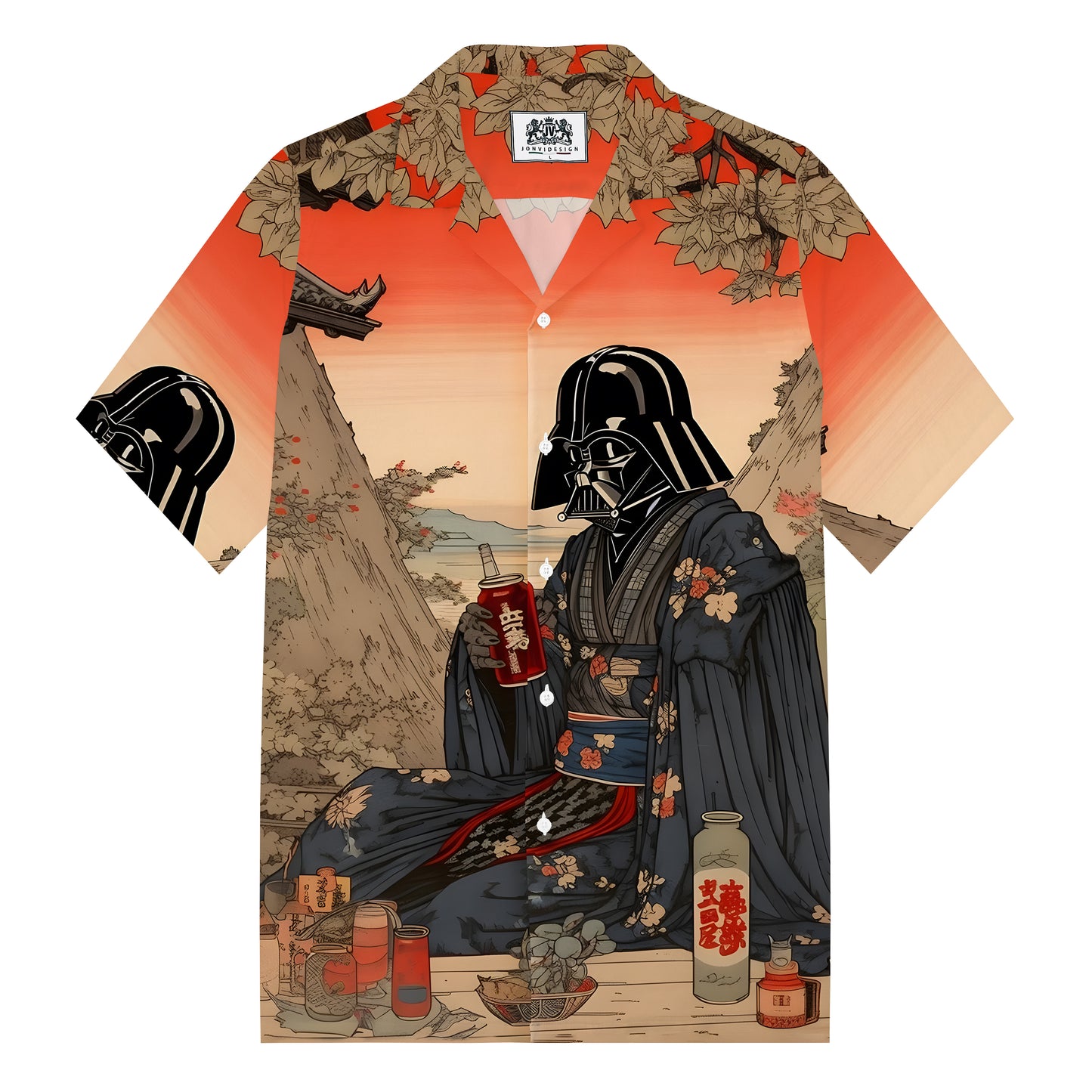 Star Wars Drinks Party Print Camp Collar Short Sleeve Shirt