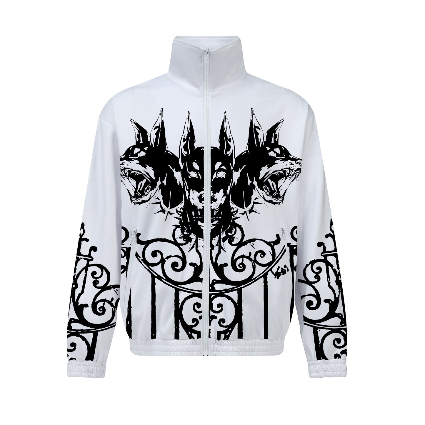 Three Headed Gog Print Zip Up Track Suit Top