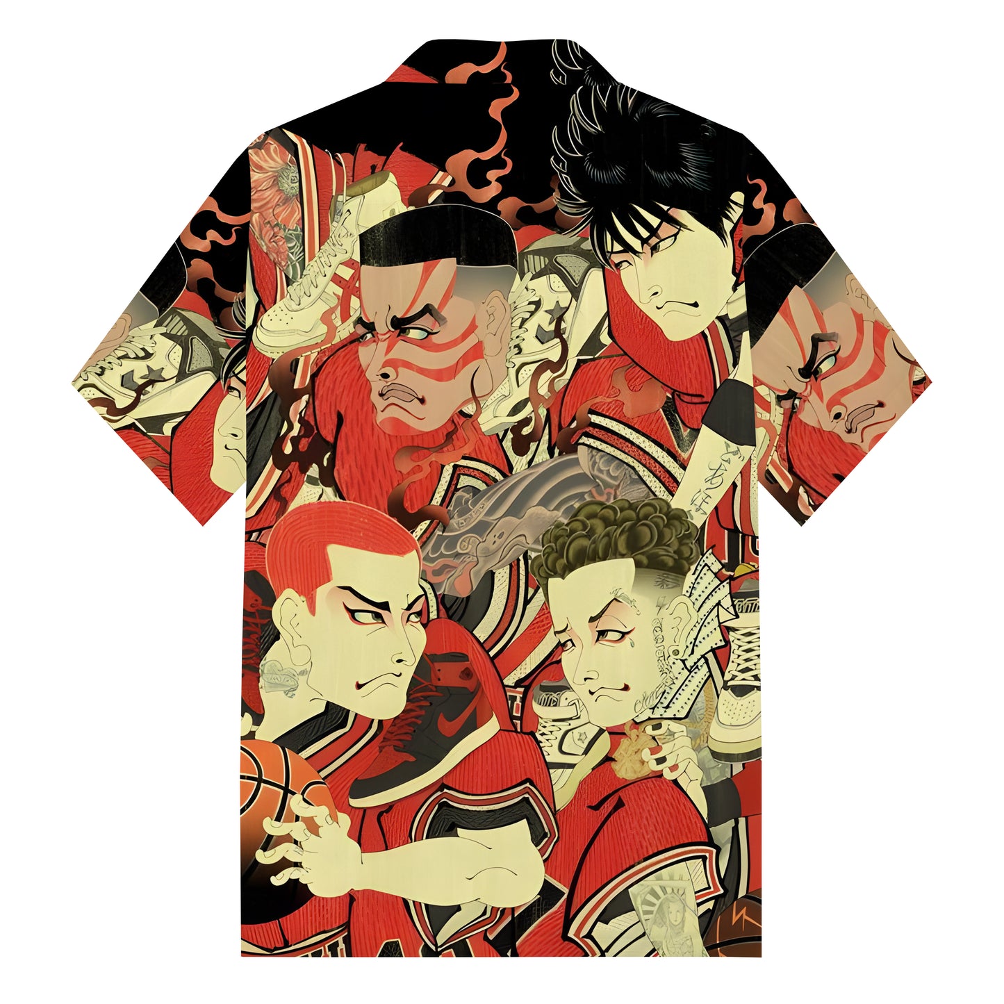 Japanese Manga Slam Dunk Print Camp Collar Short Sleeve Shirt