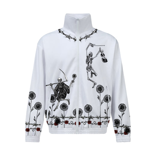 Carnival Skeleton Band Print Zip Up Track Suit Top