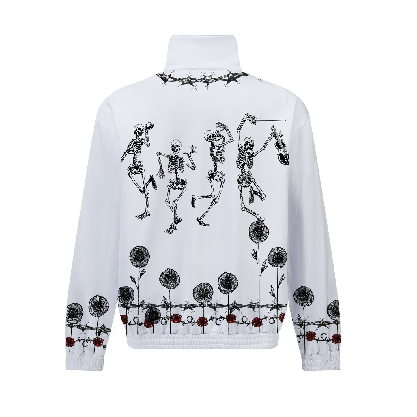 Carnival Skeleton Band Print Zip Up Track Suit Top