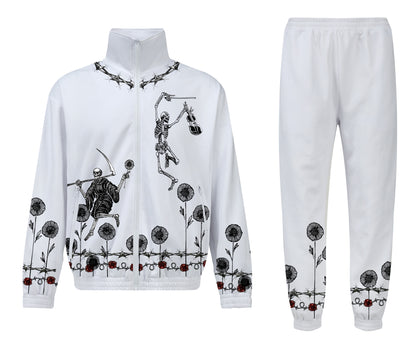 Carnival Skeleton Band Print Elastic Waist Sports Sweatshirt Pants