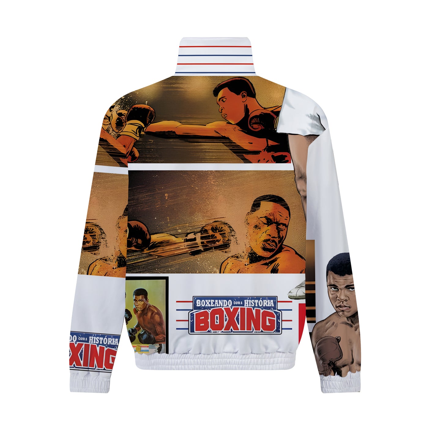 Boxing Print Zip Up Track Suit Top American Boxing Champion Ali