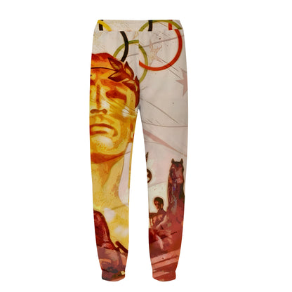 Track And Field Athletes Print Elastic Waist Sports Sweatshirt Pants