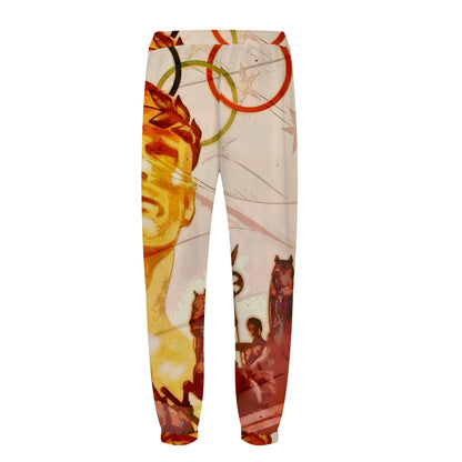 Track And Field Athletes Print Elastic Waist Sports Sweatshirt Pants