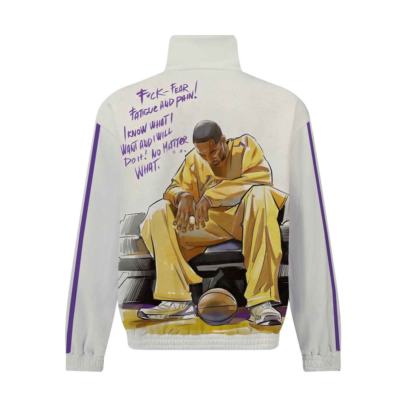 Basketball Superstar Character Print Zip Up Track Suit Top